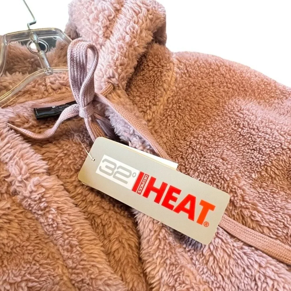 32 Degrees | Women's | Crepe Pink | Sherpa | Hooded Open Cardigan | Size L - Picture 7 of 9